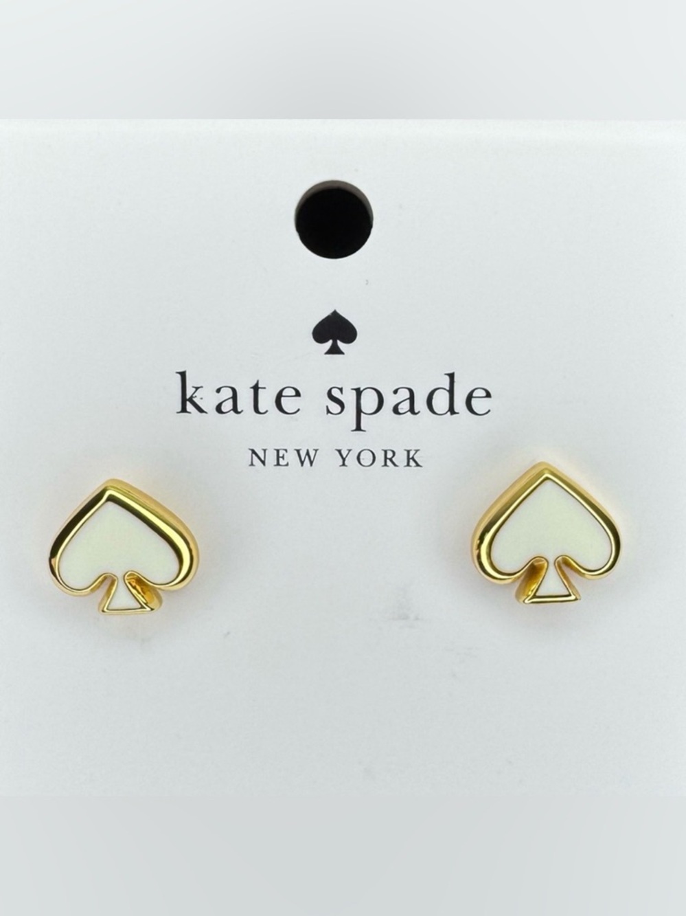 Kate Spade White Enamel Spade Stud Earrings “Everyday Spade” NWT